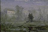 Edward Mitchell Bannister Famous Paintings - landscape with house in background